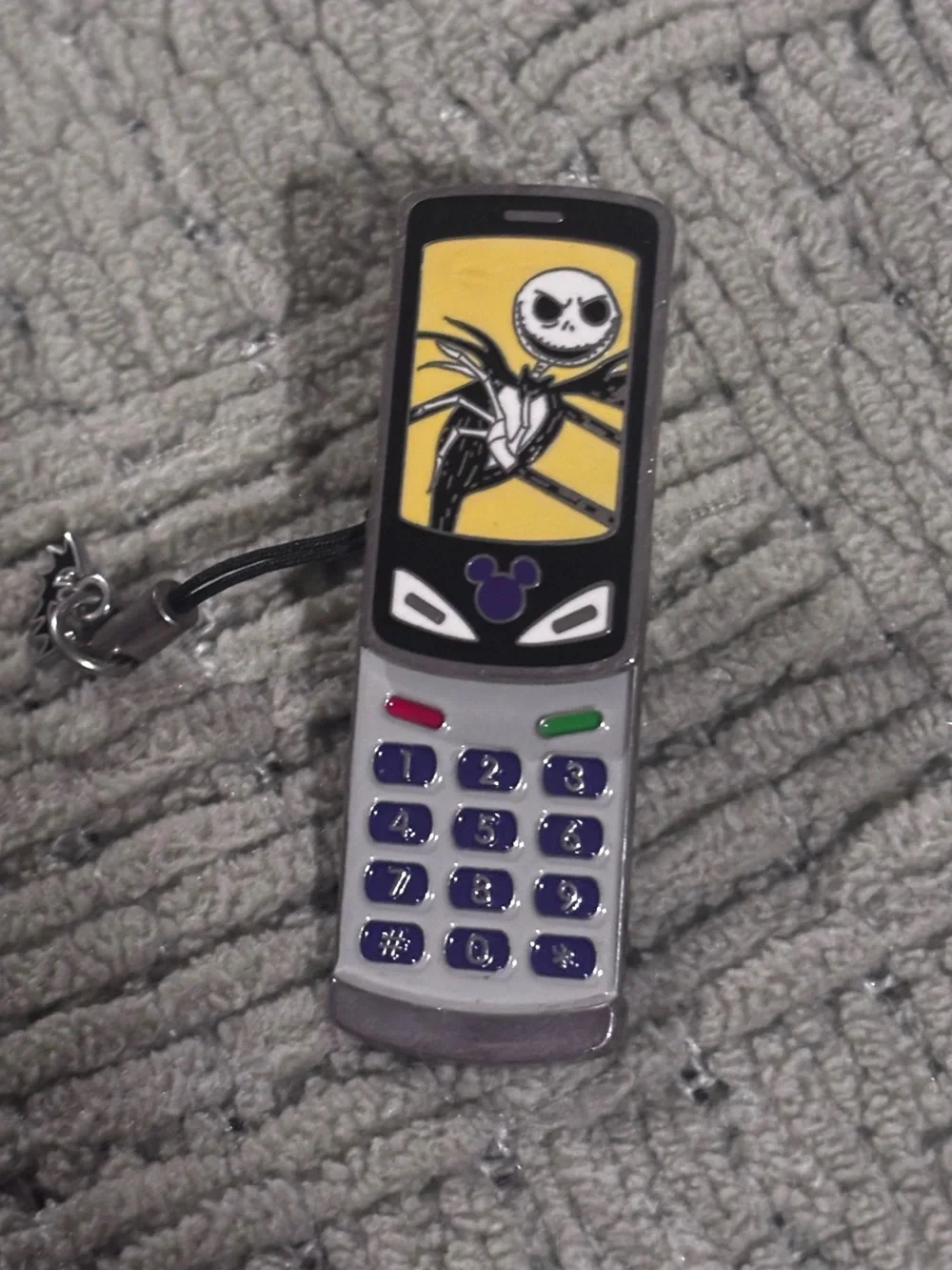 2008 Disney Jack Skellington Phone Charm Keychain - Black & Yellow